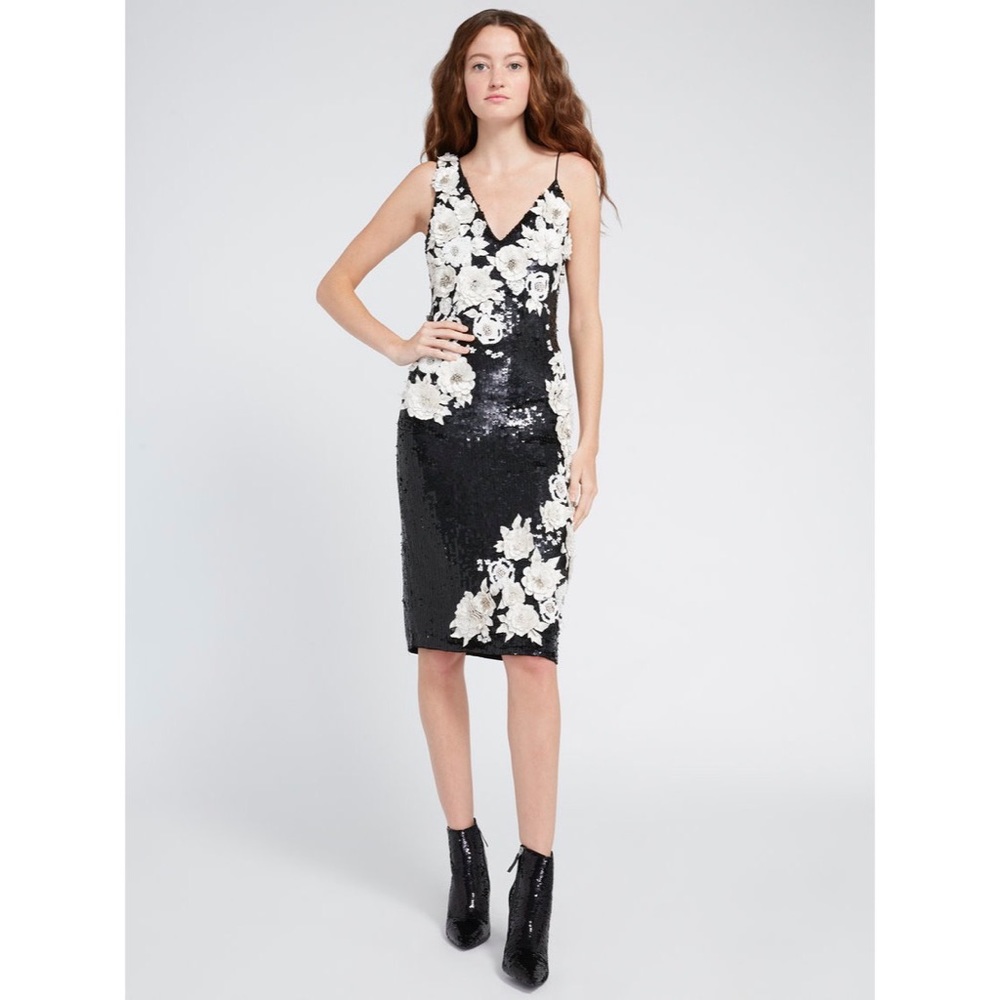 Alice Olivia Francie Sequin Fitted Gown Midi Dress - Picture 3 of 7